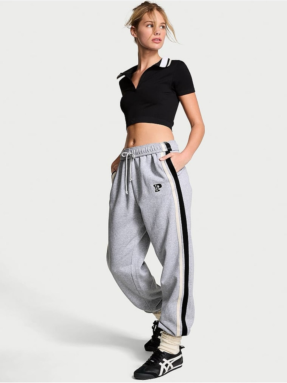 Victoria Secret Pink Y2K Grey Heather Cuffed Fleece Joggers Size S